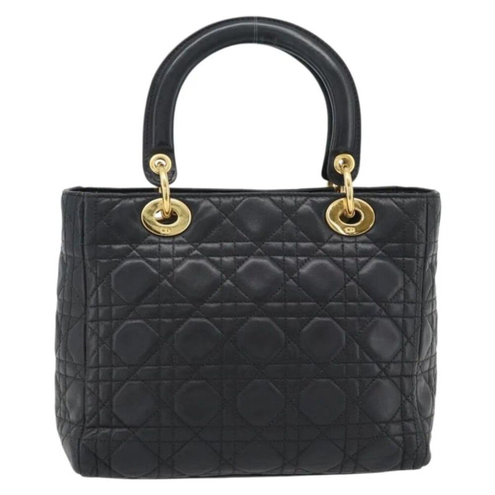 Christian Dior Vintage Lady Dior Cannage Quilt Lambskin Black Leather Handbag - Picture 2 of 16